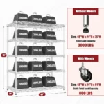 5 Tier 48" Wx24''Dx81''H Wire Shelving with Wheels 3000lbs NSF Certified Storage Shelves Heavy Duty Metal Shelf, Customized