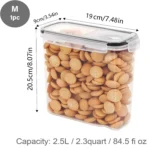 Cereal Containers Storage Set of 2/3/4 （2.5L 84oz）, Airtight Food Storage Containers for Kitchen & Pantry Organization, Cereal - Image 2