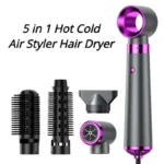 5-in-1 Negative Ion Hair Dryer Styler Straightener Curler Fast Drying Strong Wind 110V/220V for Home Travel Salon - Image 3