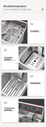 Top Fryer Factory Hot Sale New Condition Professional 16L Stainless Steel Electric Donut Fryer Commercial Double Tank Table - Image 5