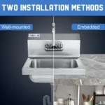304 Stainless Steel Wall Mount Hand Sink with Gooseneck Faucet, 17x15 Inch Utility Basin for Kitchen, Bar, Restaurant - Image 6