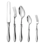 5pcs 18/10 Stainless Steel Cutlery Set Roman Handle Luxury Gold Steak Knife Fork Spoon Tableware Dinnerware Dishwasher Safe - Image 2