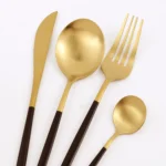 30Pcs Matte Black Gold Stainless Steel Cutlery Set Knife Fork Spoon Silverware Tableware Set Wedding Birthday Dinner Dinnerware - Image 4