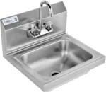 304 Stainless Steel Wall Mount Hand Sink with Gooseneck Faucet, 17x15 Inch Utility Basin for Kitchen, Bar, Restaurant