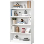 White Bookshelf for Bedroom 5 Shelf Office Bookcase 60 Inches Tall Modern Wood Bookshelf for Living Room 5 Tier, Customized