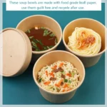 25/50 Pack 235ml/8oz Paper Soup Containers with Lids Disposable Food Containers Kraft Ice Cream Bowls Soup Cup Ice Cream Cups - Image 6