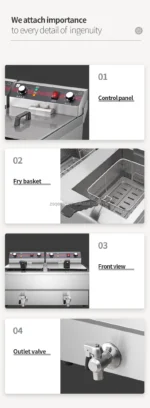 Electric Fritadeira Friteuse Kitchen Machines Stainless Steel 4.8KW Dual Professional Commercial Donut Making Machine Fryer - Image 6