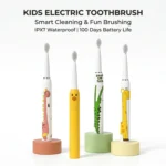 Cartoon Kids Electric Toothbrush, Rechargeable Sonic Children Tooth Brush with 4 Soft Brush Heads, 3 Modes IPX7 Waterproof 2 Min