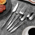 5Pcs Silver Cutlery Set Stainless Steel 304 Tableware Mirror Knife Fork Spoon Dishwasher Safe Western Elegant Dinnerware Set - Image 2