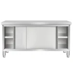 Commercial Kitchen Thickened Stainless Steel Workbench Household Charging Table Countertop Sliding Door Vegetable Cutting