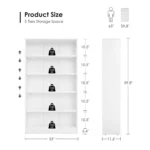 White Bookshelf for Bedroom 5 Shelf Office Bookcase 60 Inches Tall Modern Wood Bookshelf for Living Room 5 Tier, Customized - Image 3