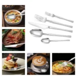 40/60pcs Stainless Steel Cutlery Set,Hammer Pattern Handle,Dishwasher Safe Flatware,Durable Dinnerware for Home,Restaurant,Party - Image 4