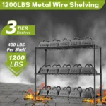 Storage Shelves, 48" L x 20" W x 47" H Heavy Duty Garage Wire Shelving Unit Loads 1200LBS, 3-Tier Adjustable Metal, Customized - Image 6