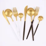 30Pcs Matte Black Gold Stainless Steel Cutlery Set Knife Fork Spoon Silverware Tableware Set Wedding Birthday Dinner Dinnerware - Image 3
