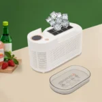 White, 120 W Portable Ice Maker, 12V Mini Countertop Ice Maker, Mini Ice Machine for Home Kitchens Bars RVs, Fast Ice-making