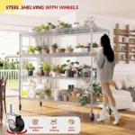 75.6" H Storage Shelves 2500LBS Garage Shelving Unit with Wheels Metal Shelving Heavy Duty Wire Shelves for Storage, Customized - Image 5