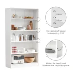White Bookshelf for Bedroom 5 Shelf Office Bookcase 60 Inches Tall Modern Wood Bookshelf for Living Room 5 Tier, Customized - Image 5