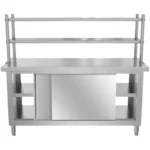 Stainless Steel Workbench Sliding Door Console Kitchen Cabinet Kitchen Cabinet Stove Sliding Door Workbench Storage Cabinet