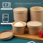 25/50 Pack 235ml/8oz Paper Soup Containers with Lids Disposable Food Containers Kraft Ice Cream Bowls Soup Cup Ice Cream Cups - Image 2