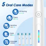 7500 RPM Rotating Toothbrush for Adults 5 Modes Deep Clean Whitening Waterproof Electric Toothbrush Set with 4 Replacement Heads - Image 2