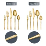 40/60pcs Stainless Steel Cutlery Set,Hammer Pattern Handle,Dishwasher Safe Flatware,Durable Dinnerware for Home,Restaurant,Party - Image 3