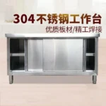 Kitchen Cabinet Kitchen Cabinet With Workbench Hotel Cupboard Locker 304 Sliding Door Stainless Steel Commercial Cabinet - Image 4