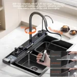 Large Scale Single Slot Honeycomb Kitchen Sink Digital Embossing Nano Rain Dance Waterfall Kitchen Sink - Image 5
