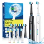 7500 RPM Rotating Toothbrush for Adults 5 Modes Deep Clean Whitening Waterproof Electric Toothbrush Set with 4 Replacement Heads