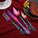 24pcs Cutlery Set Gold Dinnerware Stainless Steel Royal Spoon Forks Knives Kitchen Western Dinner Silverware Tableware Gift - Image 3