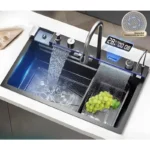 Large Scale Single Slot Honeycomb Kitchen Sink Digital Embossing Nano Rain Dance Waterfall Kitchen Sink