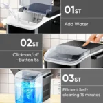 Portable Ice Maker, 26lbs/24H, 9 Cubes in 6 Mins, Self-Cleaning, Quiet for Home Kitchen RV Camping - Image 4