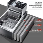Professional 220V 6L Stainless Steel Electric Chicken Fryer Machine New Commercial Kitchen Equipment 12L for Restaurants - Image 3