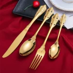 24pcs Stainless Steel Dinnerware Set Gold Cutlery Fork Royal Knives Kitchen Tea Spoon Western Dinner Tableware Flatware Gift - Image 2