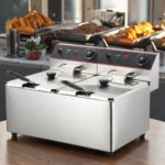 Top Fryer Factory Hot Sale New Condition Professional 16L Stainless Steel Electric Donut Fryer Commercial Double Tank Table - Image 2