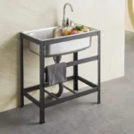 Multifunctional Freestanding 304Stainless Steel Sink Sink Kitchen Household Thickened Single Trough with Stand/Faucet Customized - Image 5