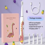 Cartoon Kids Electric Toothbrush, Rechargeable Sonic Children Tooth Brush with 4 Soft Brush Heads, 3 Modes IPX7 Waterproof 2 Min - Image 3