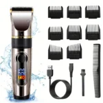 Professional Hair Clipper Ceramic Blade Male Hair Trimmer LED Display Haircut Machine USB charging