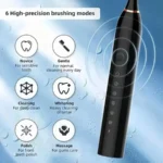 Sonic Electric Toothbrush for Adults IPX7 Waterproof DuPont Brush Head USB Rechargeable High Frequency Cleaning 6 Cleaning-Modes - Image 2