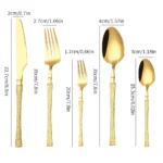40/60pcs Stainless Steel Cutlery Set,Hammer Pattern Handle,Dishwasher Safe Flatware,Durable Dinnerware for Home,Restaurant,Party - Image 2