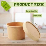 25/50 Pack 235ml/8oz Paper Soup Containers with Lids Disposable Food Containers Kraft Ice Cream Bowls Soup Cup Ice Cream Cups - Image 3