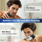 Pop-Up Trimmer Electric Shaver Stainless Steel Shaving Machine Men's 3D Triple Floating Blade Razor Shaver Barber Trimmer FK-605 - Image 4