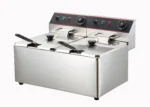 Top Fryer Factory Hot Sale New Condition Professional 16L Stainless Steel Electric Donut Fryer Commercial Double Tank Table