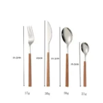 16pcs Stainless Steel Imitation Wooden Handle Cutlery Set Dinnerware Clamp Western Tableware Knife Fork Tea Spoon Silverware - Image 2