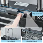Multifunctional Kitchen Waterfall Sink Digital Display Large Single Gray Sink Dish Basin Sink 304 Stainless Steel - Image 6