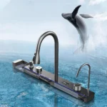 Multifunctional Kitchen Waterfall Sink Digital Display Large Single Gray Sink Dish Basin Sink 304 Stainless Steel - Image 2