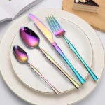 24pcs Upscale Gold Dinnerware Set Stainless Steel Tableware Knife Fork Coffee Spoon Flatware Dishwasher Safe Dinner Cutlery Gift - Image 4